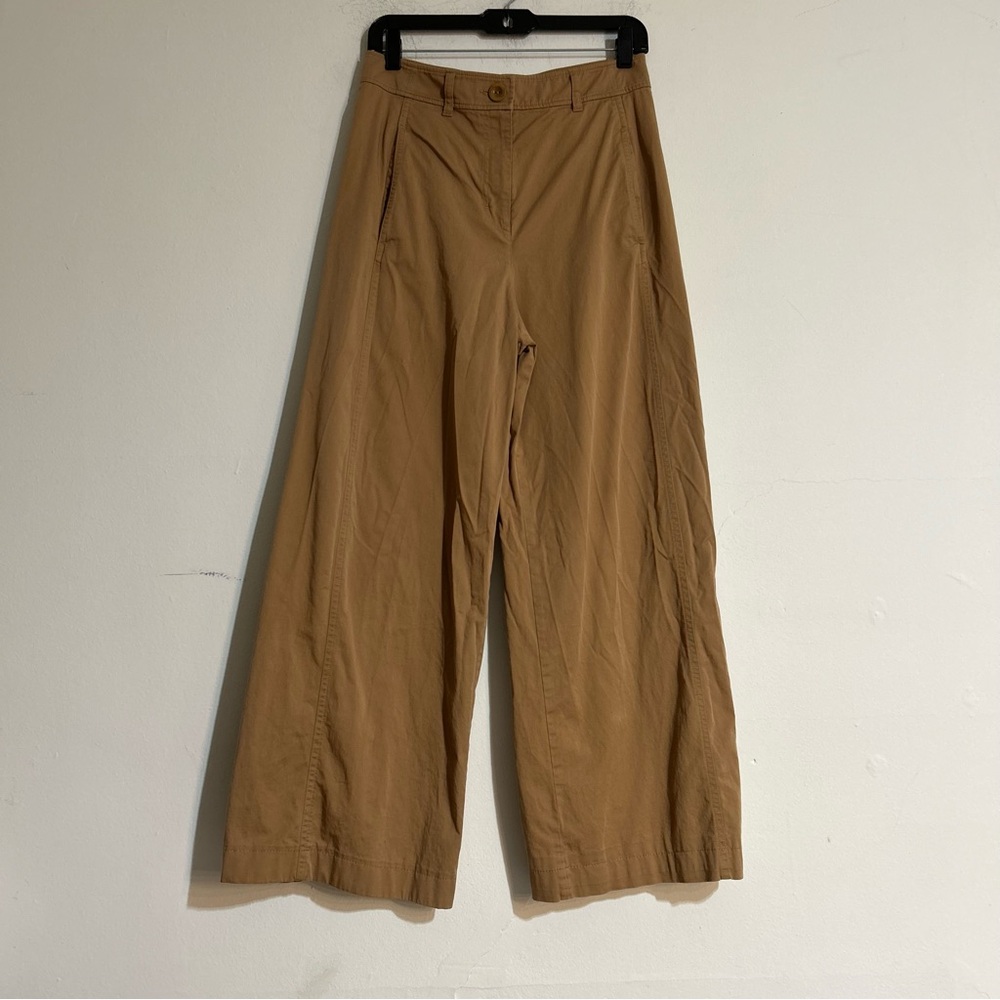 COS Tan Pleated Wide Leg Slant Pocket Trouser Pants Size 34 4